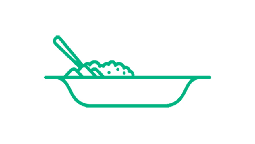 aliments mélangés dans une illustration en vert de bol