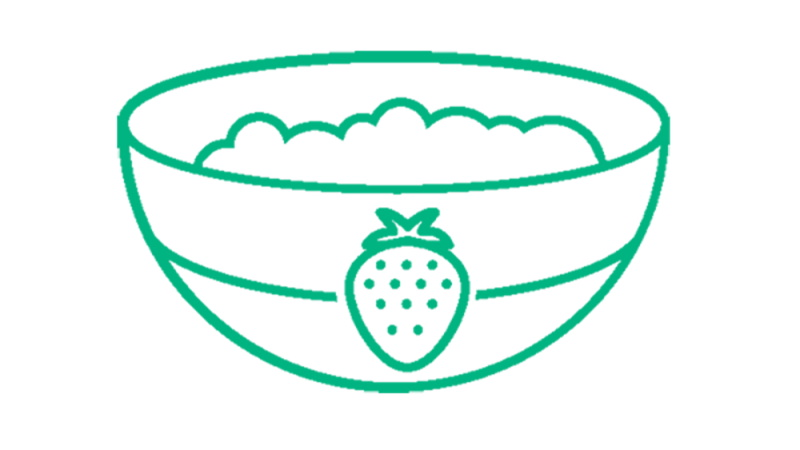 fruits cuits en purée dans un bol illustration vert